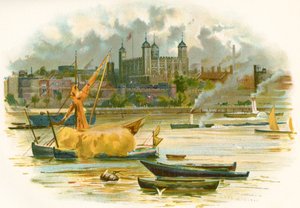 Torre de Londres no século XIX. Também conhecido como Palácio Real de Her Majesty e Fortaleza, Londres, Inglaterra. De História da Inglaterra de Cassell, publicado c.1901