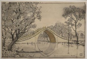 Ponte no Palácio de verão, Pequim" de Charles W. Bartlett, HMA 28113 de Charles William Bartlett