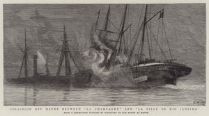 Colisão fora de Havre entre Champagne e a cidade do Rio de Janeiro de Charles William Wyllie