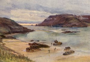 Porto de Salcombe (litografia a cores) de Charles William Wyllie