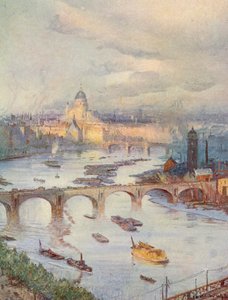 A cidade de Londres vista do National Liberal Club (litografia a cores) de Charles William Wyllie