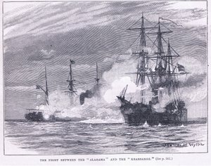 A luta entre o &39;Alarama&39; e o &39;Kearsarge&39; de Charles William Wyllie