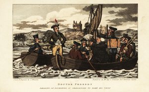 Turistas ingleses e escoceses de casaco tartan navegando no Loch Leven, nas terras altas escocesas de Charles Williams