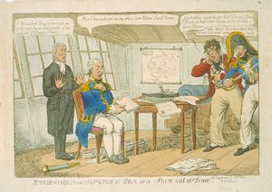 Sternhold e Hopkins no mar ou uma aduela fora do tempo, 1809 (gravura a cores) de Charles Williams