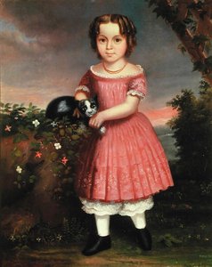 Retrato de uma criança a acariciar um gato de Charles Winter