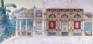 Projeto para um Hotel Particulier na Champs Elysees para Hortense de Beauharnais (1783-1837), Rainha da Holanda (wc no papel) de Charles and Fontaine Percier