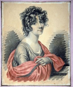 Retrato da Condessa Varvara Ivanovna Golitsyna (?-1804), nee Shipova - Obra de Carl von Hampeln (1794-apres 1880), carvão, pastel e giz vermelho sobre cartão (25x22 cm), cerca de 1820 - (Retrato da Condessa Varvara Ivanovna Golitsyna, nascida Shipova, Carv