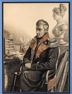 Retrato do Conde Mikhail Vorontsov (1782-1856) (Retrato do Conde M. Vorontsov). Trabalho de Carl Von Hampein (1794- depois de 1880), lápis e aguarela sobre papel, ca. 1820. Arte russa