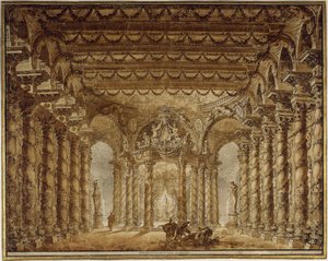 Cenografia para a ópera Armide de Jean-Baptiste Lully, 1760.