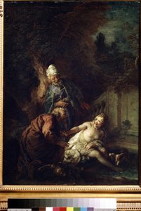 Susana e os Anciãos. Pintura de Charles de La Fosse (1636-1716), após 1700. Óleo sobre tela. arte barroca. Museu de Belas Artes, Pushkin, Moscou