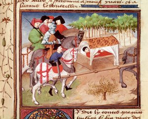 Lucan wounds by Tristan Miniature retirado de "Romanesque du Chevalier Tristan" pelo mestre Charles de Maine (versão Beroul)