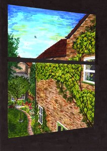 A View through my Window, 2020 (canetas de pincel no papel) de Charlotte Orr