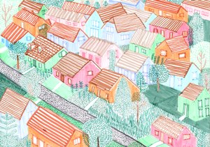 Althohenschönhausen, 2017 (canetas de pincel) de Charlotte Orr