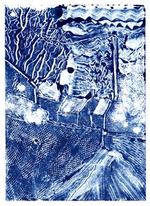 Uma caminhada matinal, 2019 (monoprint) de Charlotte Orr