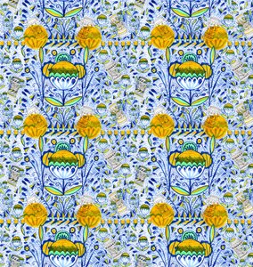 Ashmolean Museum Pattern Design, 2020 (pincel e canetas) de Charlotte Orr