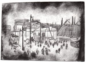 Belfast Docks, 2015 (gravura a ponto seco e digital) de Charlotte Orr