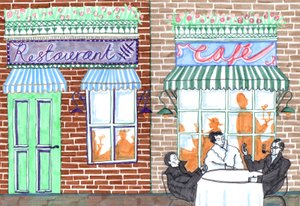 Café, 2017 (canetas de pincel) de Charlotte Orr