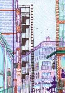 Prenzlauer Berg, 2017 (canetas de pincel) de Charlotte Orr