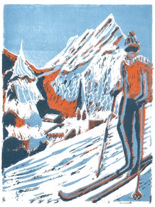 Esqui, 2015, linogravura