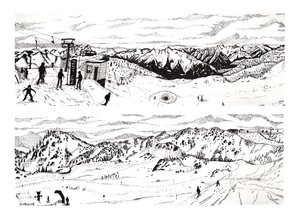 Esquiar na Áustria #3, 2020 (linha fina no papel) de Charlotte Orr