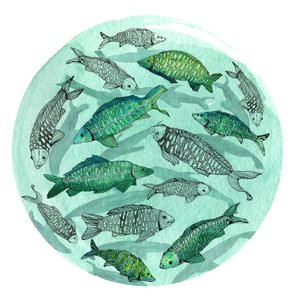 Small Fish Big Pond, 2018 (caneta e tinta, aquarela e digital)