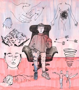 Ilustração Terapia, 2018 (tinta e acrílico) de Charlotte Orr