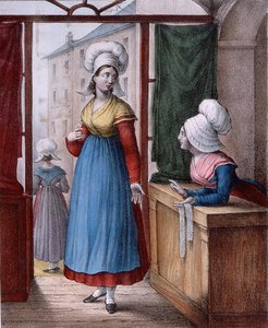 Mulheres da cidade de Avranches, Normandia, placa da 