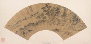 Recluso lavando os pés em um riacho, 1629. de Chen Guan