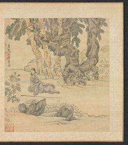 Pinturas após os antigos mestres: retrato de Zhongqing em uma paisagem de Chen Hongshou