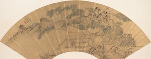 Paisagem com figura, 1635. de Chen Jichun