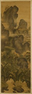Montanhas de Torre e Cascatas Fantásticas, c.1600 (tinta e cor sobre seda) de Chenglong Zhang