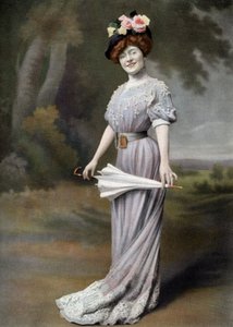 A comediante francesa Amelie Dieterle como Blanche na peça "La ponette", Paris, foto de Cheri Rousseau do jornal "Le Theatre", 1 de agosto