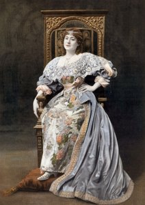 A comediante francesa Julia Bartet (1854-1941) como Marion de Lorme na peça "Marion de Lorme" na Comedie Francaise, Paris, foto de Cheri Rousseau do jornal francês "Le Theatre", 1 de julho