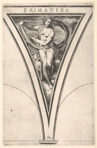 Primavera Primavera representada como uma mulher com cortina ondulante e grinaldas..., c. 1570-1615. de Cherubino Alberti