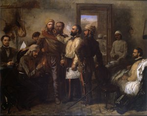 Thomas Henry Kavanagh VC (1821-82) sendo disfarçado como um nativo durante o motim indiano no cerco de Lucknow, 9 de novembro de 1857, c.1860