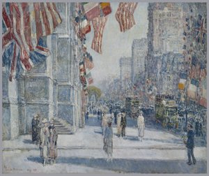 Início da manhã na Avenida, em Maio de 1917 de Childe Frederick Hassam
