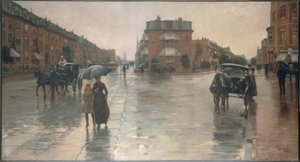 Frederick Childe Hassam (1859–1935). Dia de chuva em Boston, 1885. Óleo sobre tela.