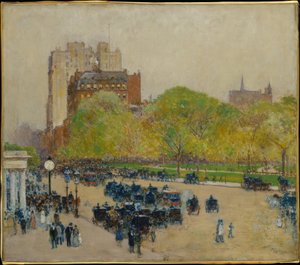Manhã de primavera no coração da cidade de Childe Hassam