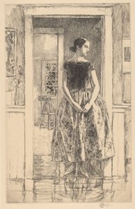 Garota em um vestido moderno de Childe Hassam