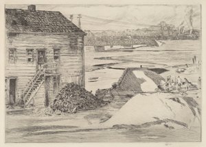 Maré baixa, ponte Cos Cob de Childe Hassam