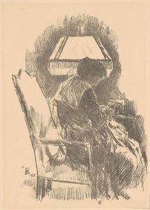 Sra. Hassam Knitting (grande) de Childe Hassam