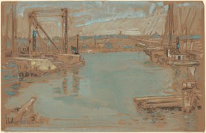 North River Dock, Nova York de Childe Hassam