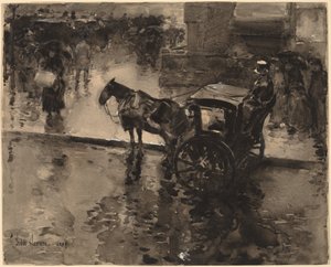 A maré alta na avenida de Childe Hassam