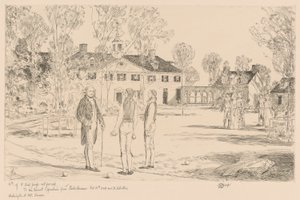 Washington no Monte Vernon de Childe Hassam