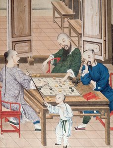 Um jogo de estratégia na China, final do século XVIII (wc no papel) de Chinese School