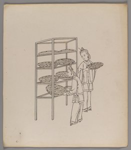 Álbum de folhas separadas: cultivo e produção de seda (tinta sobre papel) (ver também 499288-303) de Chinese School