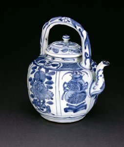 Pote de vinho kraak azul e branco, Wanli, 1590-1610 (porcelana) de Chinese School