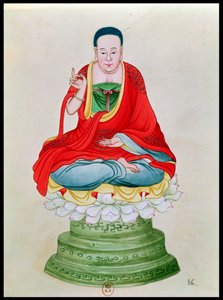 Buda sentado em uma flor de lótus (wc no papel) de Chinese School