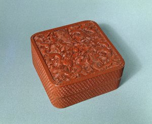 Caixa esculpida, século XVIII (laca de cinábrio) de Chinese School