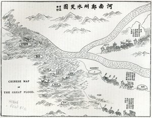 Mapa chinês da Grande Inundação, de &39;Leisure Hour&39;, 1888